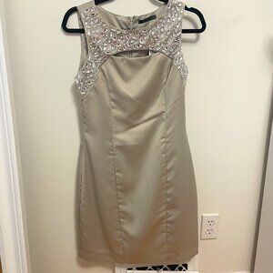 Suzy Shier Studded Silver Bodycon Dress